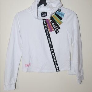 Emporio Armani White Hoodie with Multicolor Accents